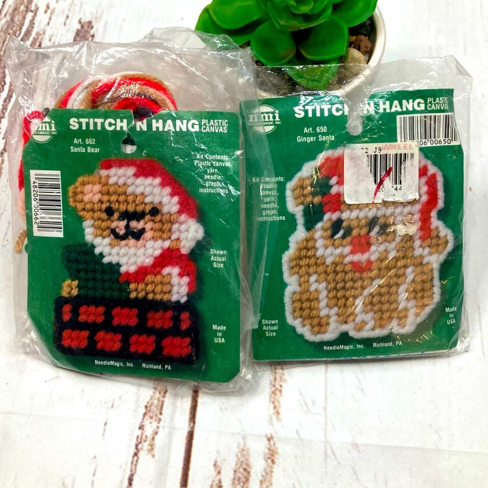 Needle Magic Stitch N Hang Plastic Canvas Christmas Bundle of 2